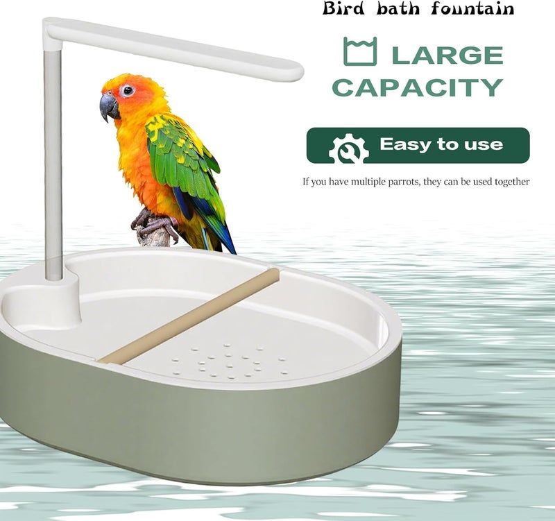 DINTSTYLE Parrot Bathtub, Large Bird Shower Fountain, Automatic Bird Bath, Parrot Bath Shower, Automatic Bathtub with Circulating Faucet, Indoor Fountain with USB Pump, Green X - Image 5